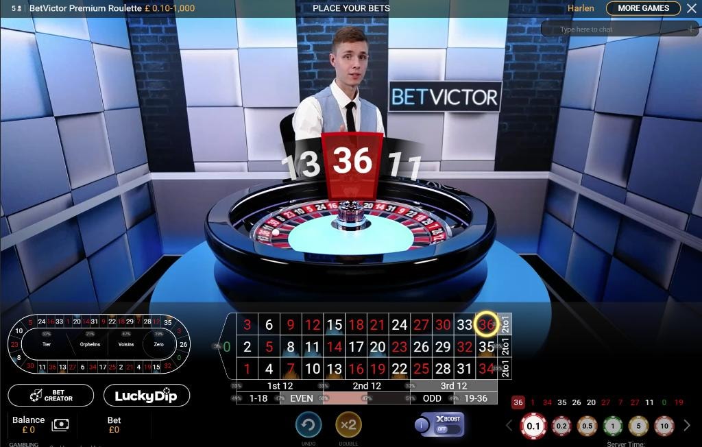 BetVictor X Boost toggle active on the roulette table